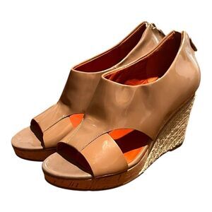 Cole Haan NWT Tan Peep-Toe Wedges size 6.5